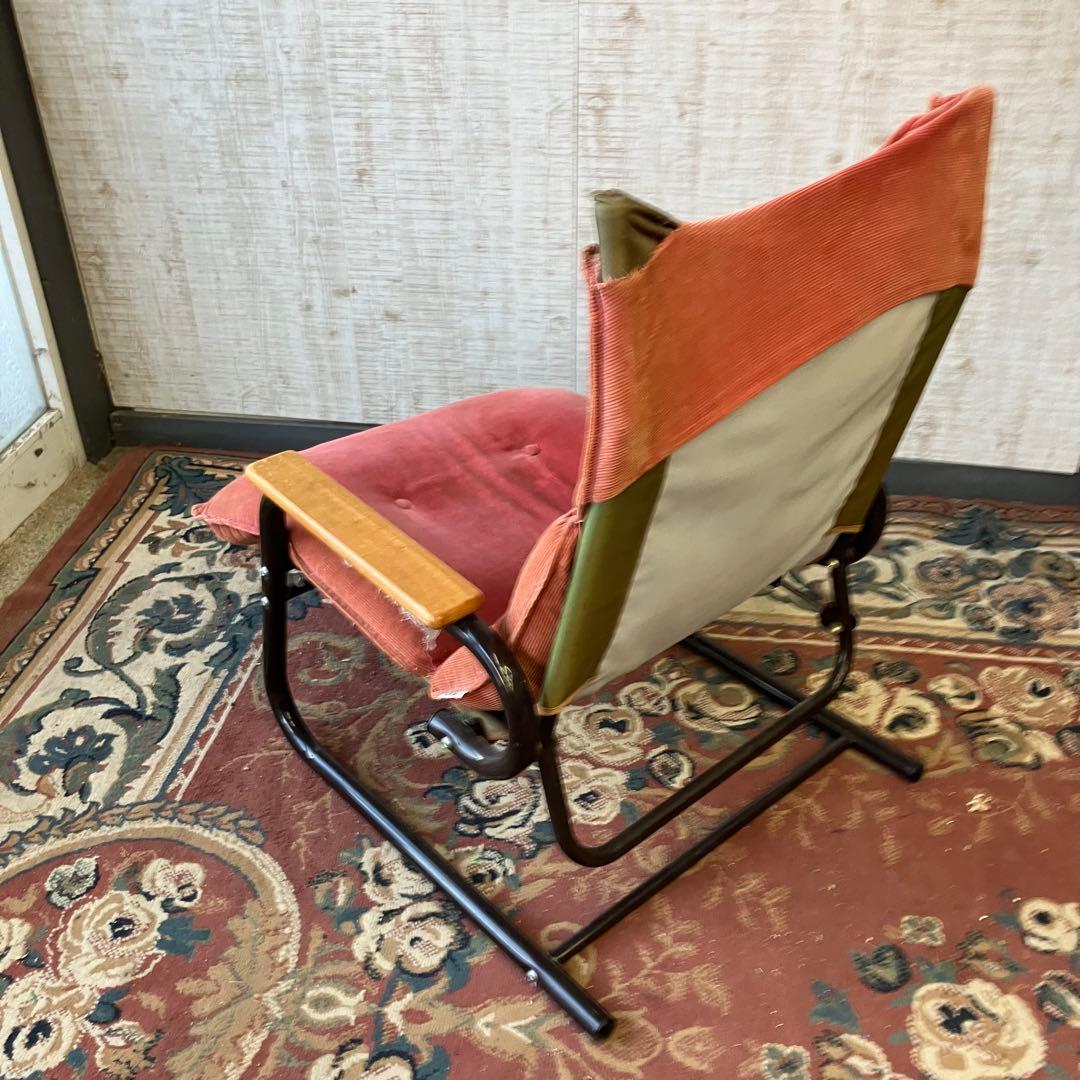 北欧レトロ フクキン ベロアリクライニングチェア アームチェア オットマン付き