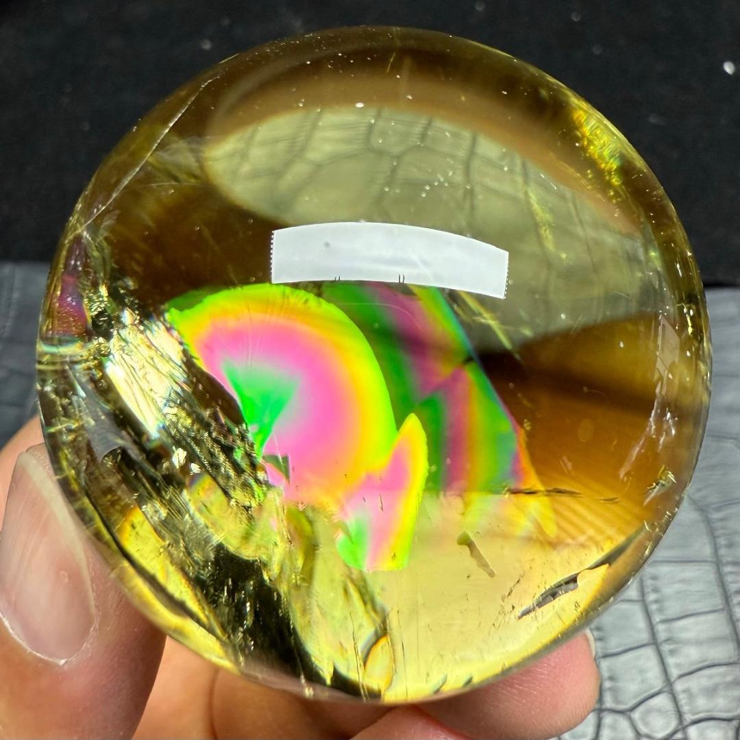 AAAAAAAA級金運UP天然レインボーシトリン丸玉B0101/YS/550C