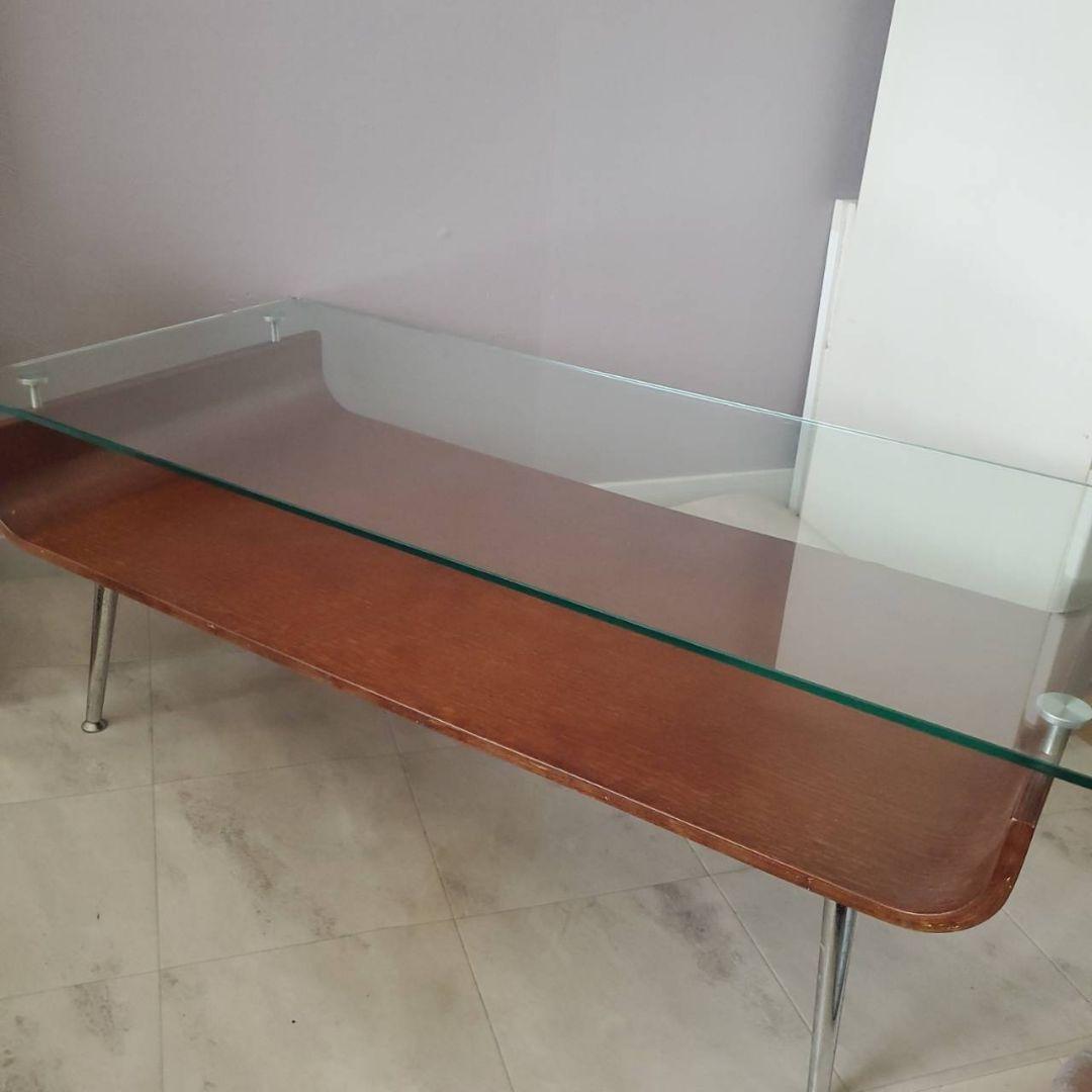 東谷 ミッドセンチュリー センターテーブル 曲げ木 ガラステーブル ブラウン