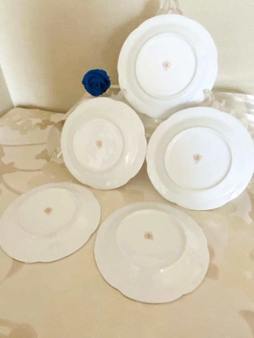 [未使用] 大倉陶園　岡染　ブルーローズ　 銘々皿　5枚