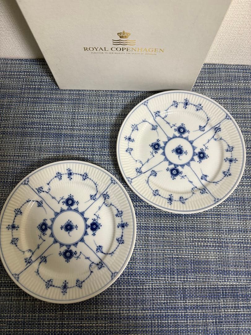 ロイヤルコペンハーゲン ブルーフルーテッド プレイン プレート 19cm 2枚