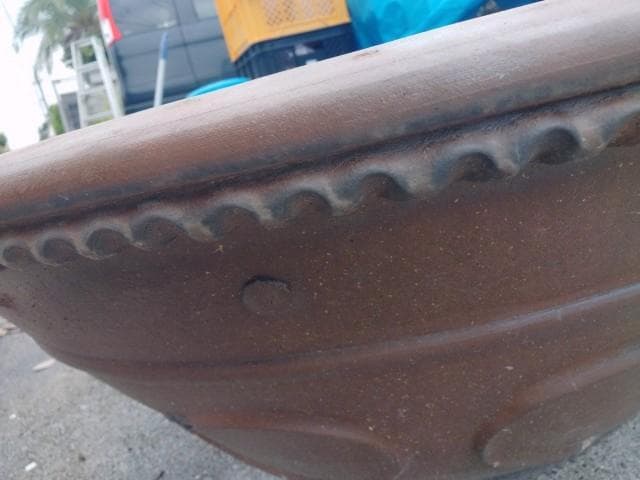 巨大水鉢　91x39cm　上縁4.5底径38cm　35kgぐらい　簡易ビオトープ