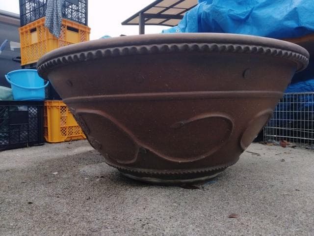 巨大水鉢　91x39cm　上縁4.5底径38cm　35kgぐらい　簡易ビオトープ
