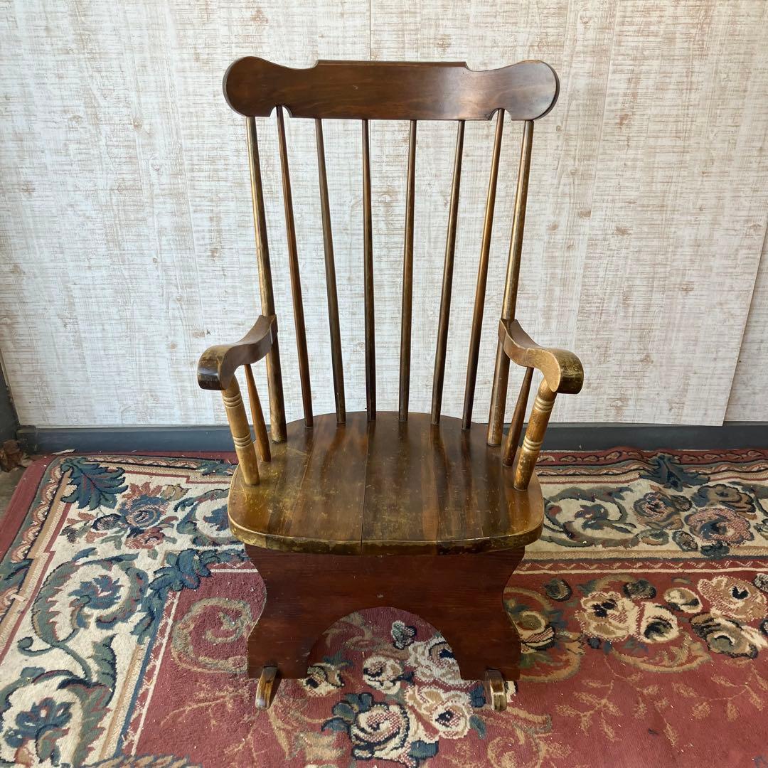 昭和レトロ 木製 ロッキングチェア アームチェア 古道具 古家具 ビンテージ