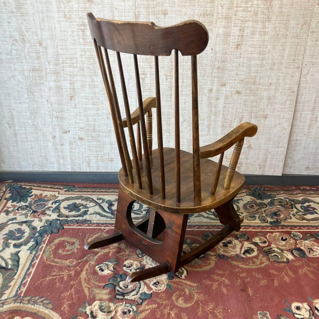 昭和レトロ 木製 ロッキングチェア アームチェア 古道具 古家具 ビンテージ
