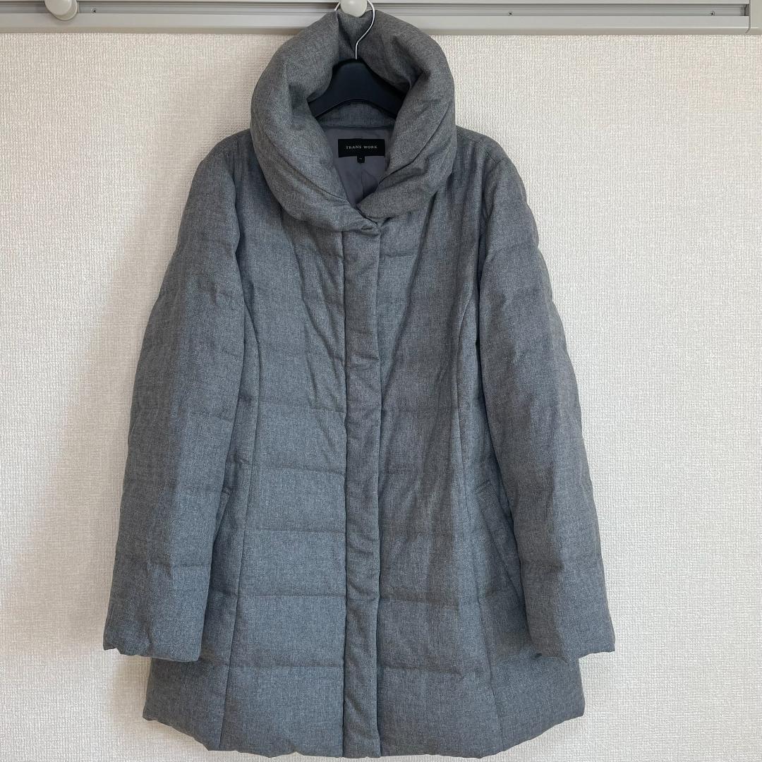 トランスワーク グレー ダウンコート 46 大きいサイズ 美品 秋冬 三陽商会