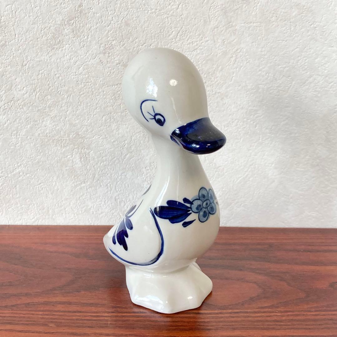 デルフト　アヒル　陶器　オブジェ　置物　ハンドペイント