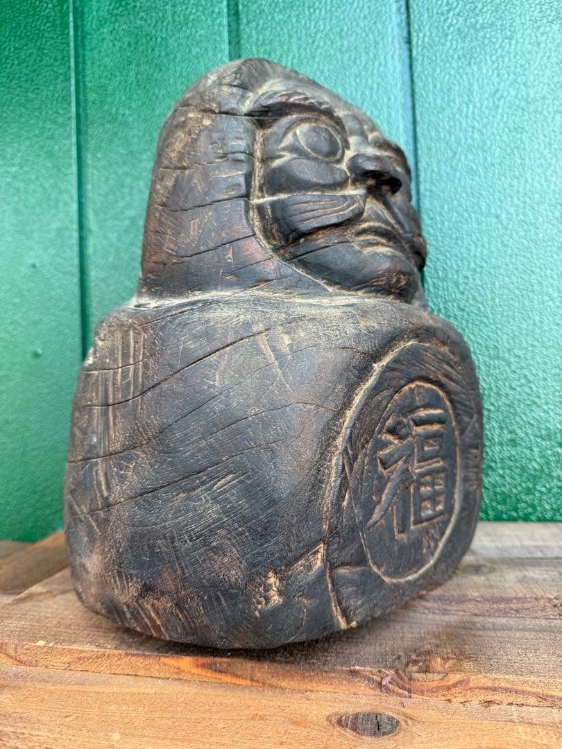 達磨　木彫福の達磨像 約30cm