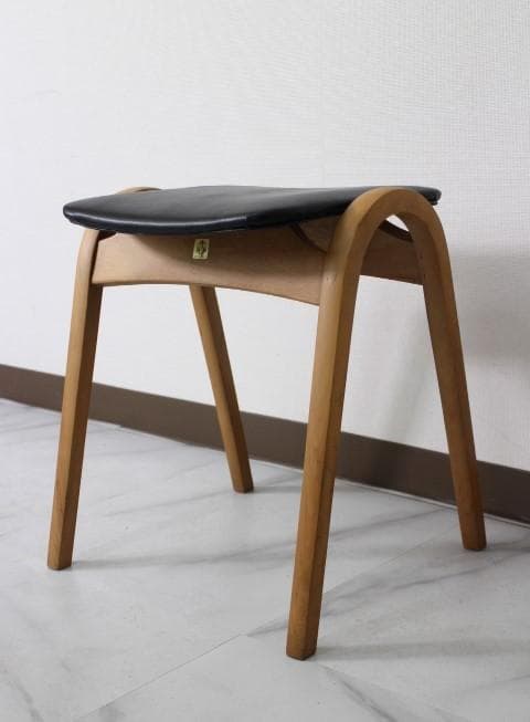 美品 秋田木工 スタッキング スツール チェア 椅子 曲木 ブラック ナチュラル