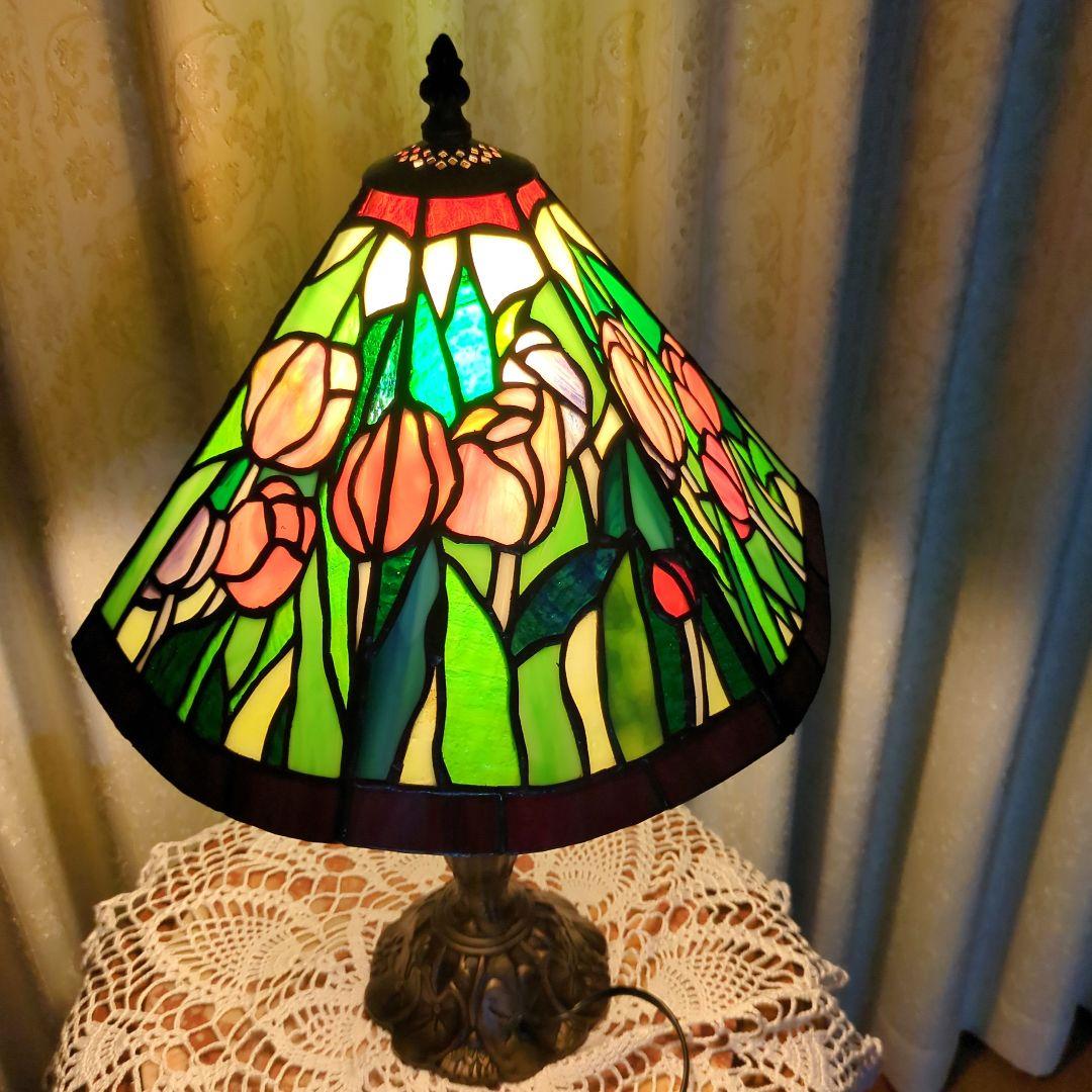 ハンドメイド ステンドグラス　ティファニーランプ　チューリップ
