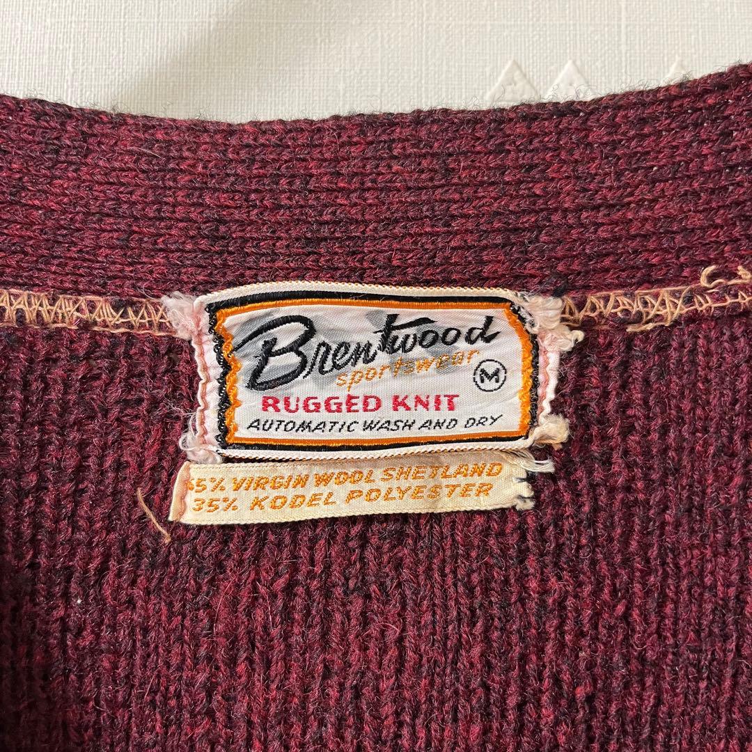 希少 USA製 古着 60s ブレントウッド ミックスカラー カーディガン