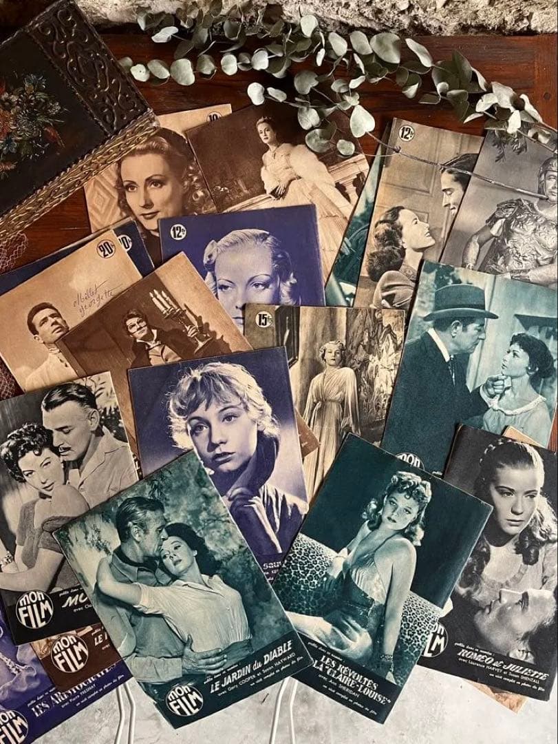 ◆フランスアンティークA希少映画シネマ雑誌monfilm紙スター俳優女優パンフ
