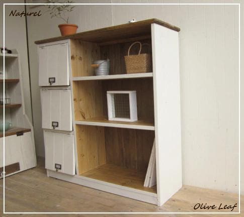 サイズ、デザインオーダー可！●パタパタ付3段ラック●シャビーブラウン●受注製作