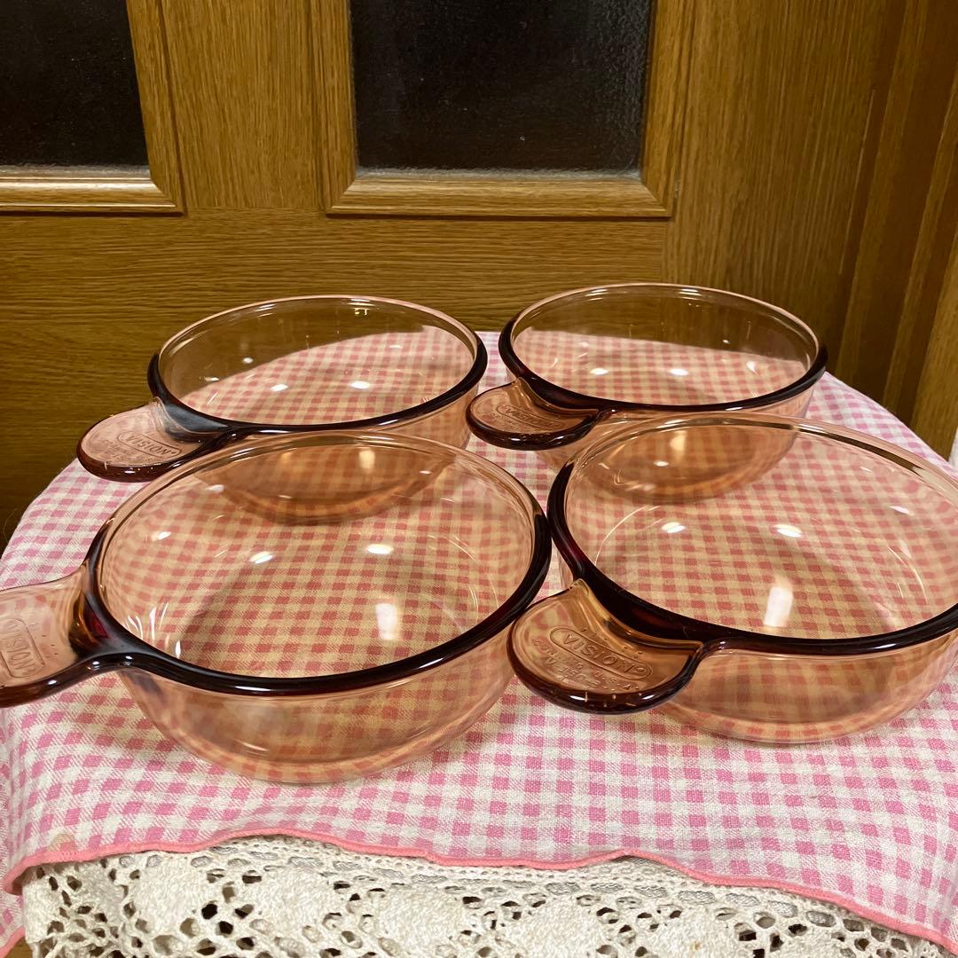 VISION ビジョン　超耐熱ガラス 小鍋4枚セット　グラタン皿　片手鍋？