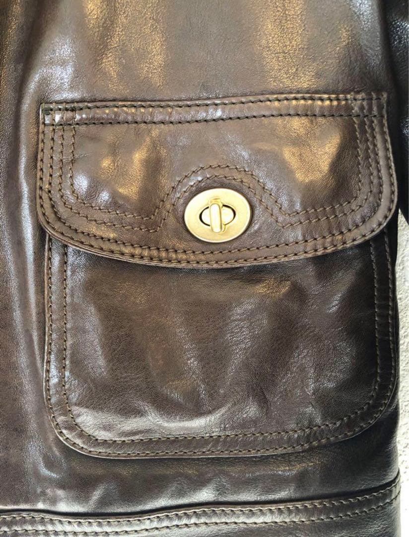 ば*ん様 【状態良し】 COACH コヨーテ毛皮付き革ジャケット　レザー　ジャケ