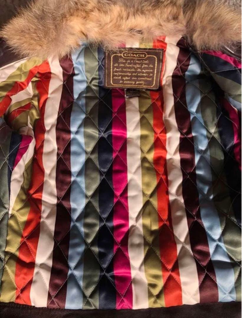 ば*ん様 【状態良し】 COACH コヨーテ毛皮付き革ジャケット　レザー　ジャケ