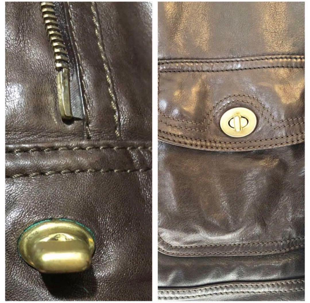 ば*ん様 【状態良し】 COACH コヨーテ毛皮付き革ジャケット　レザー　ジャケ