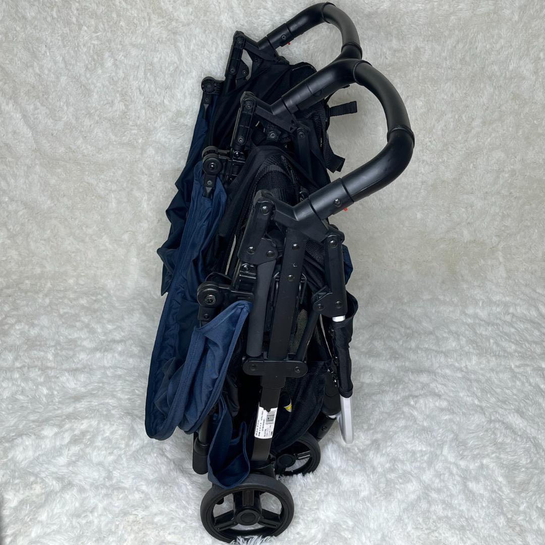 【送料無料】ココロンツイン ダブルベビーカー ネイビー　双子　美品　濃紺