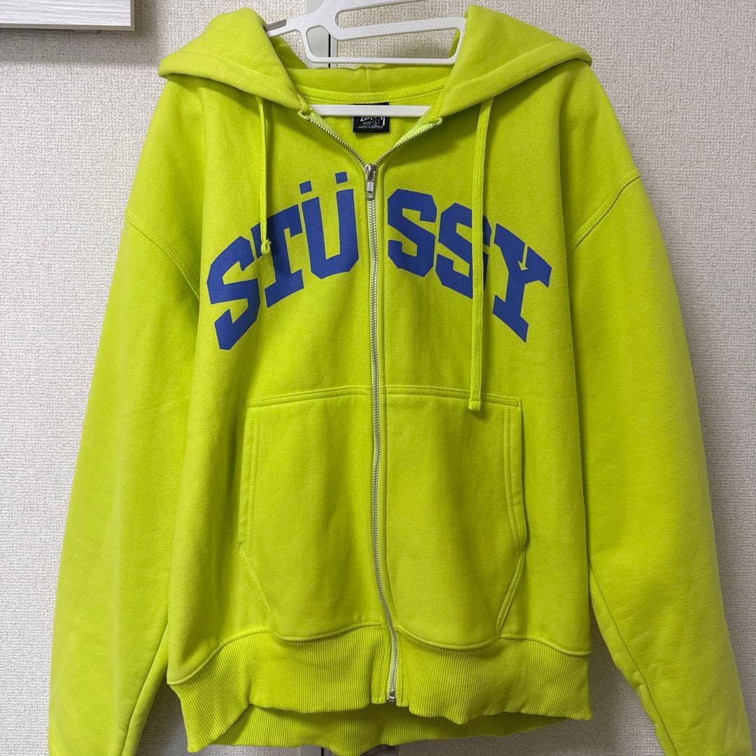 STUSSY イエロー ジップアップパーカー サイズL