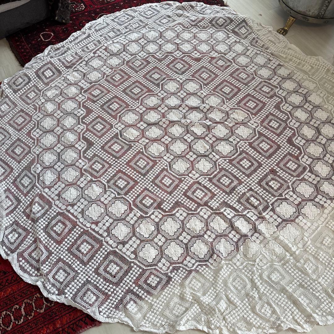フランス　アンティーク　レース　テーブルクロス
