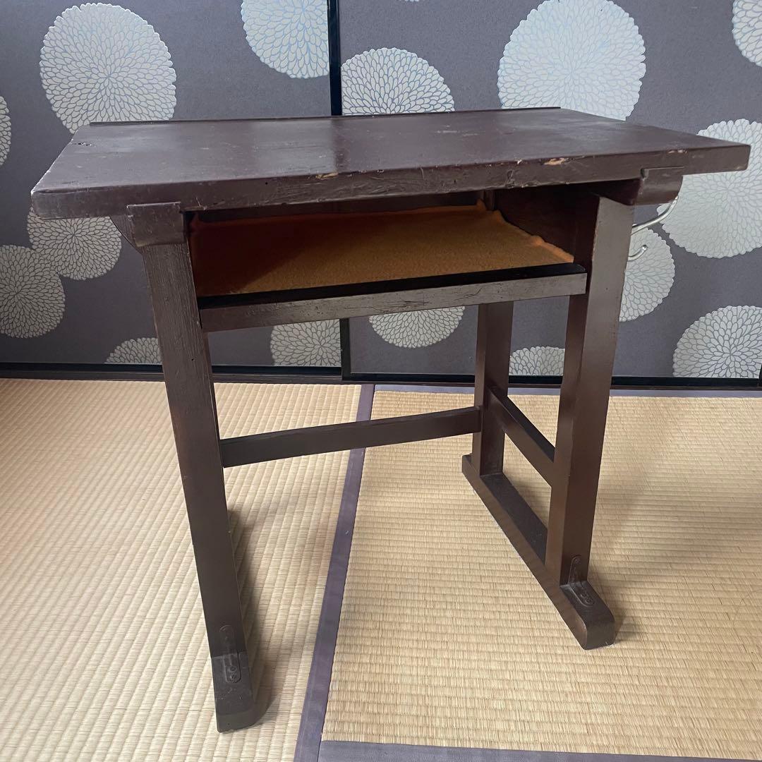 ヴィンテージ　木製　学習机　レストア　ダークブラウン　リペア済み