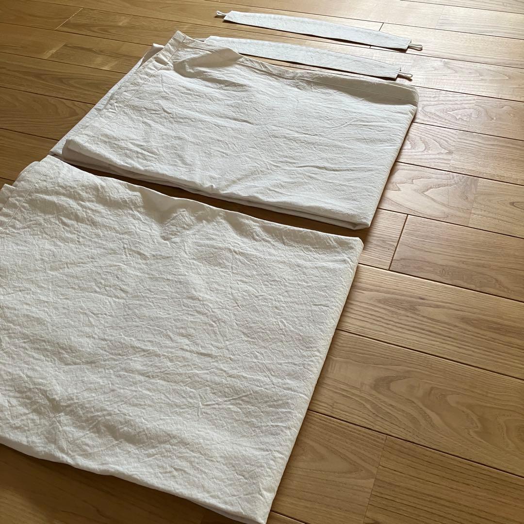 【無印良品】綿洗いざらし平織ノンプリーツカーテン／生成　大きめサイズ