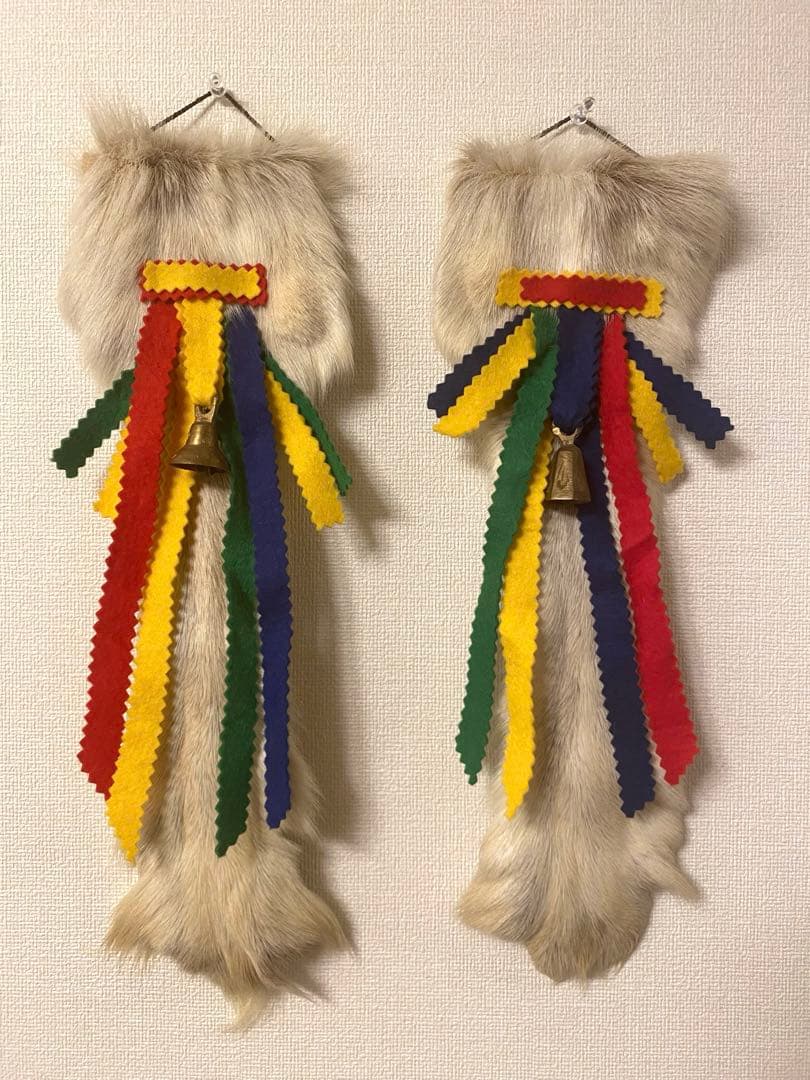 クリスマス　壁飾り　飾り　トナカイ　毛皮　ヴィンテージ　リアルファー