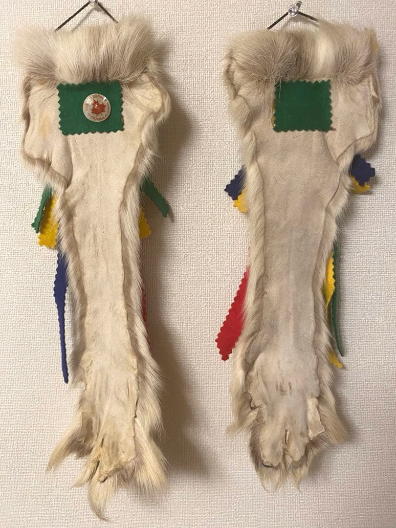 クリスマス　壁飾り　飾り　トナカイ　毛皮　ヴィンテージ　リアルファー