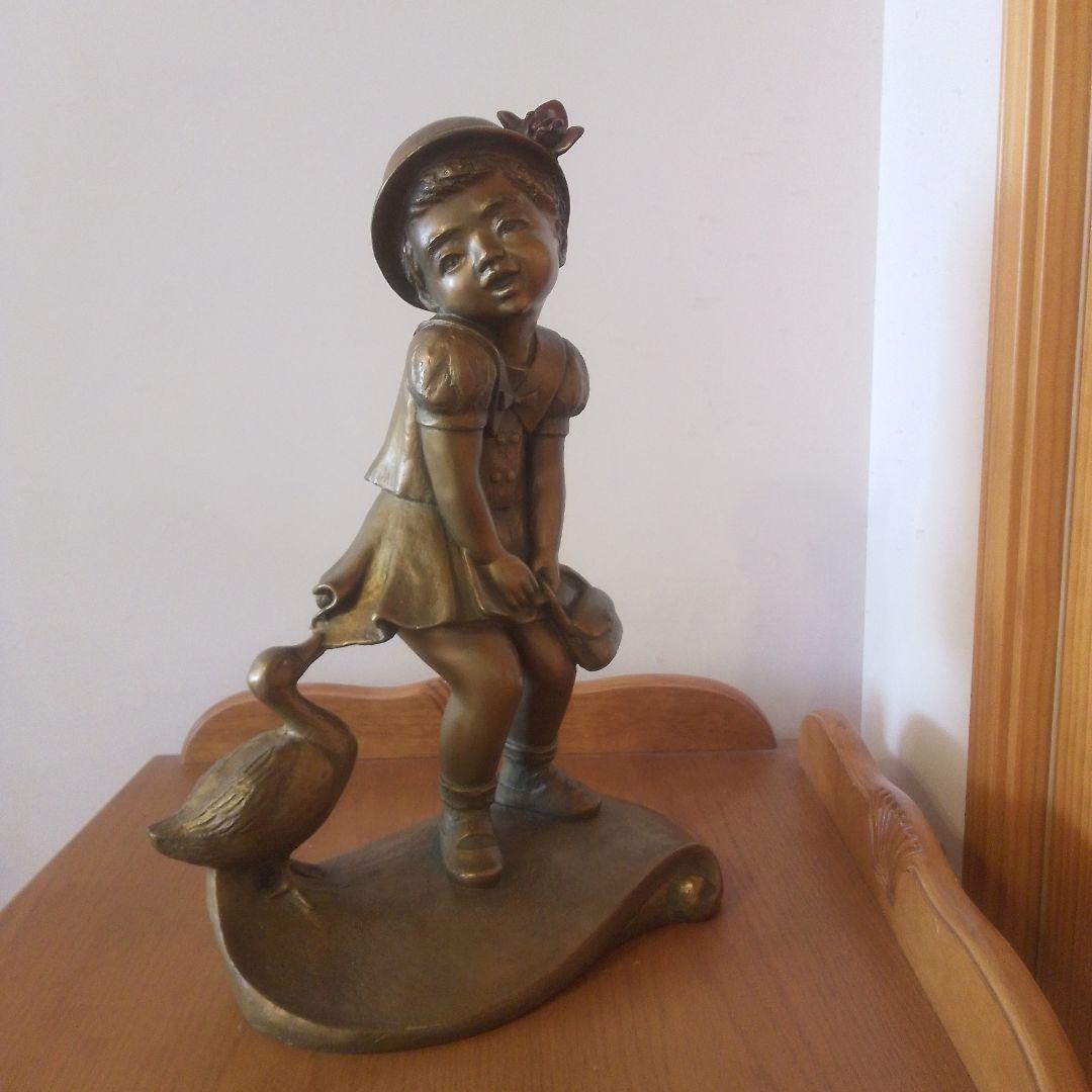 清可完器清　ブロンズ［少女と鴨］資産価値有り 本土のみの方