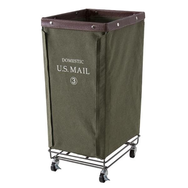 アメリカン 移動簡単 縦長 キャスター付き 大容量 洗濯カゴ 収納 緑