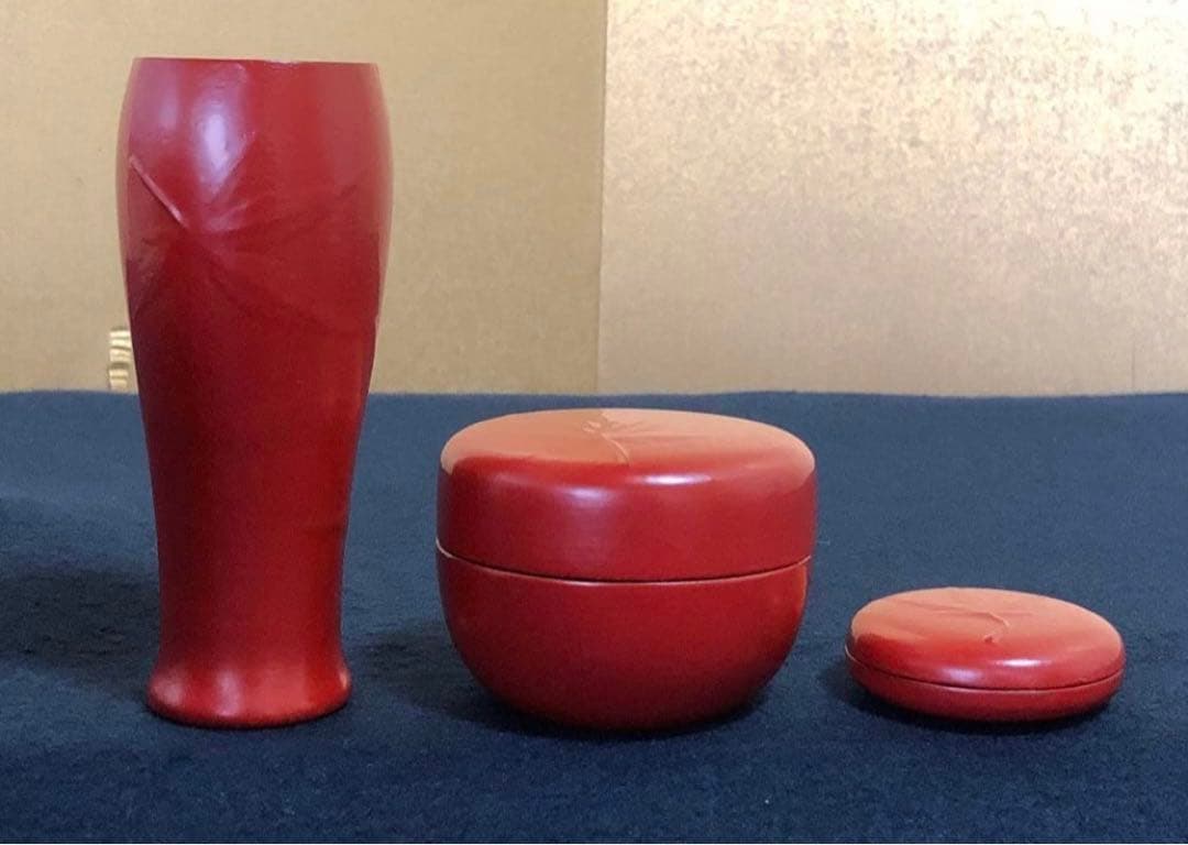 《R》紅葉 一閑 茶箱 3点付 遠州流 中谷光哉 共箱260107か5