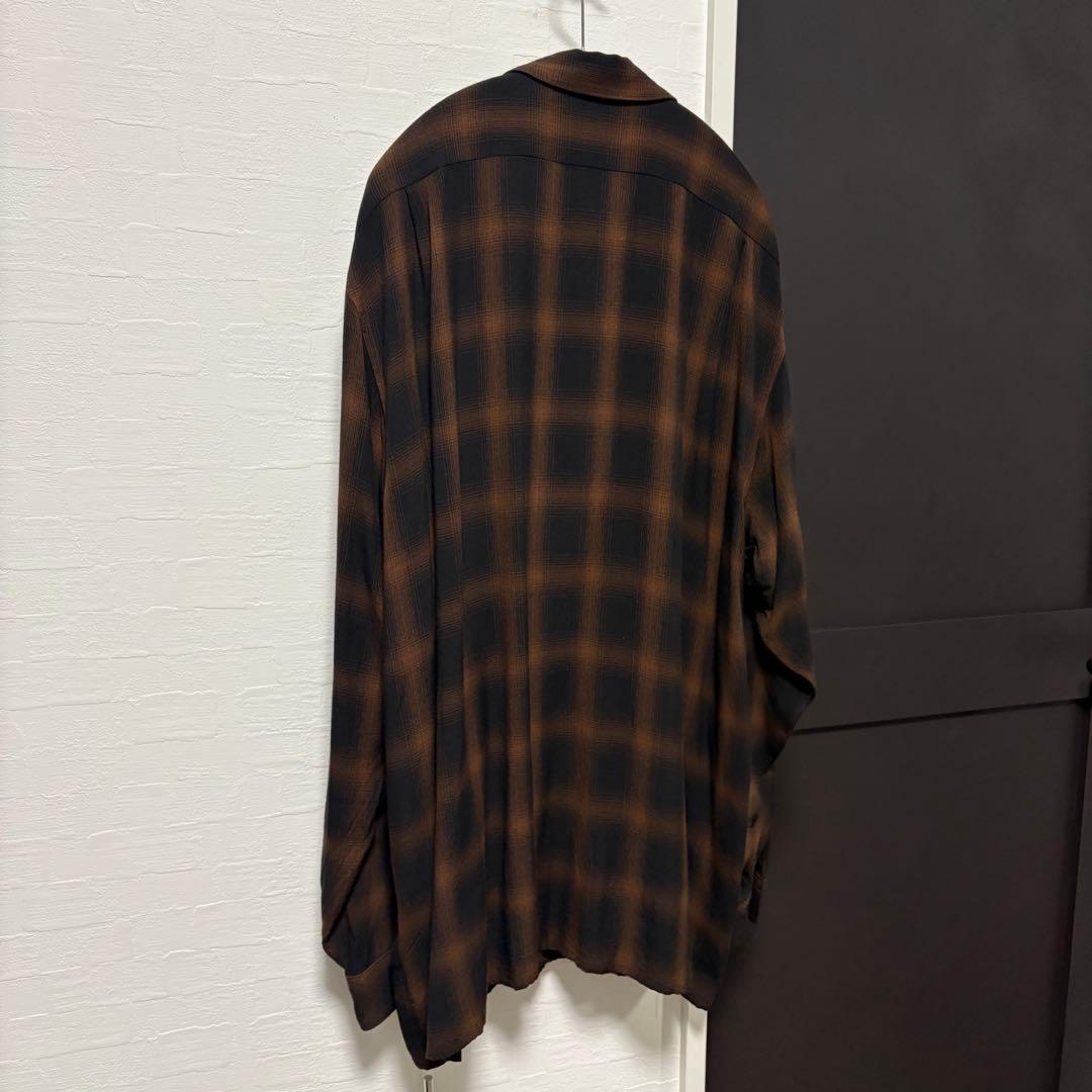 comoli レーヨンオープンカラーシャツ　24aw ブラウンチェック　サイズ3