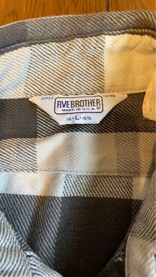 70's〜 FIVE BROTHER ファイブブラザー 白黒チェック ネルシャツ
