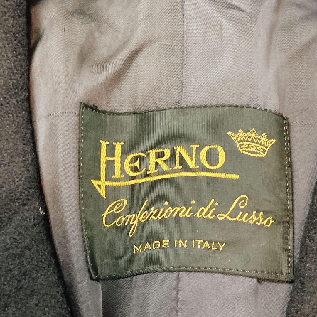 ヘルノ カシミヤ シルク100 ダブルチェスターコート52XL スカーフ柄