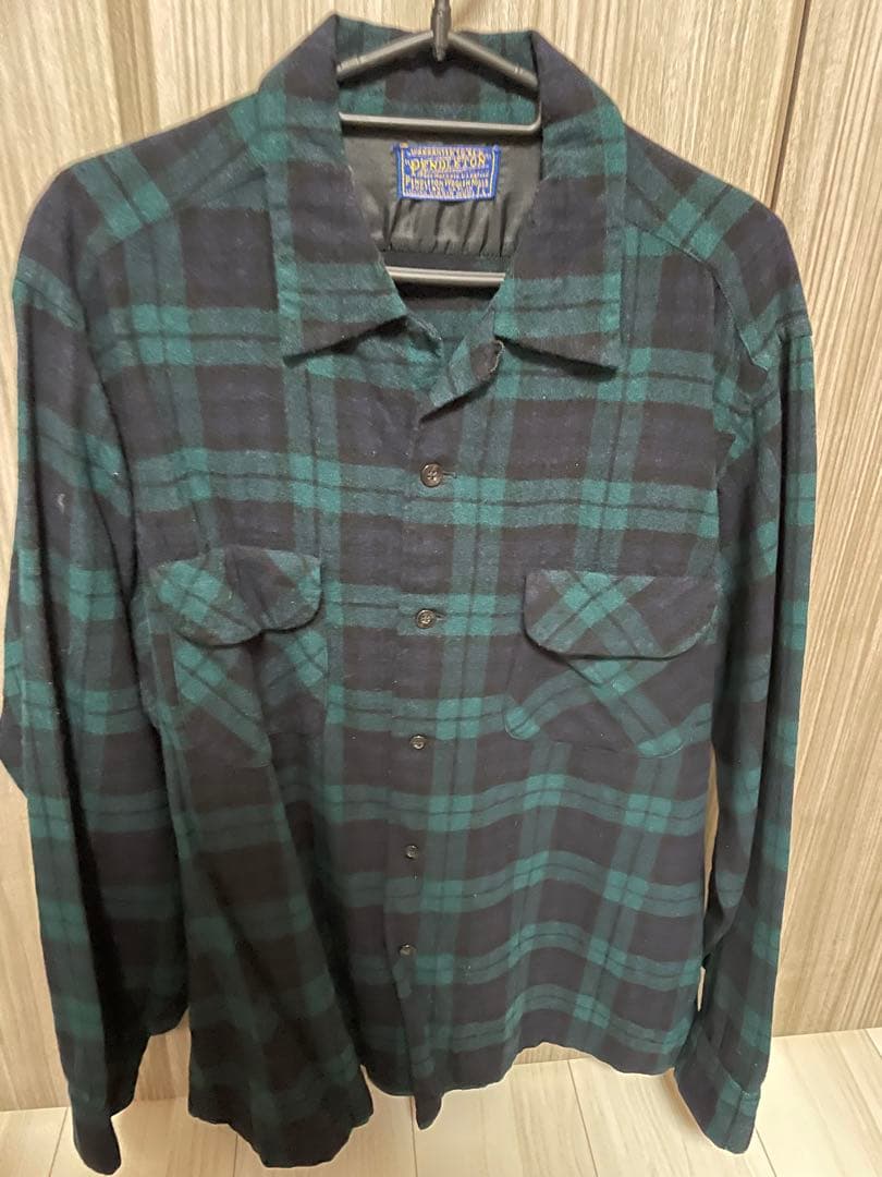 Pendleton ウールネルシャツ 黒と緑のチェック