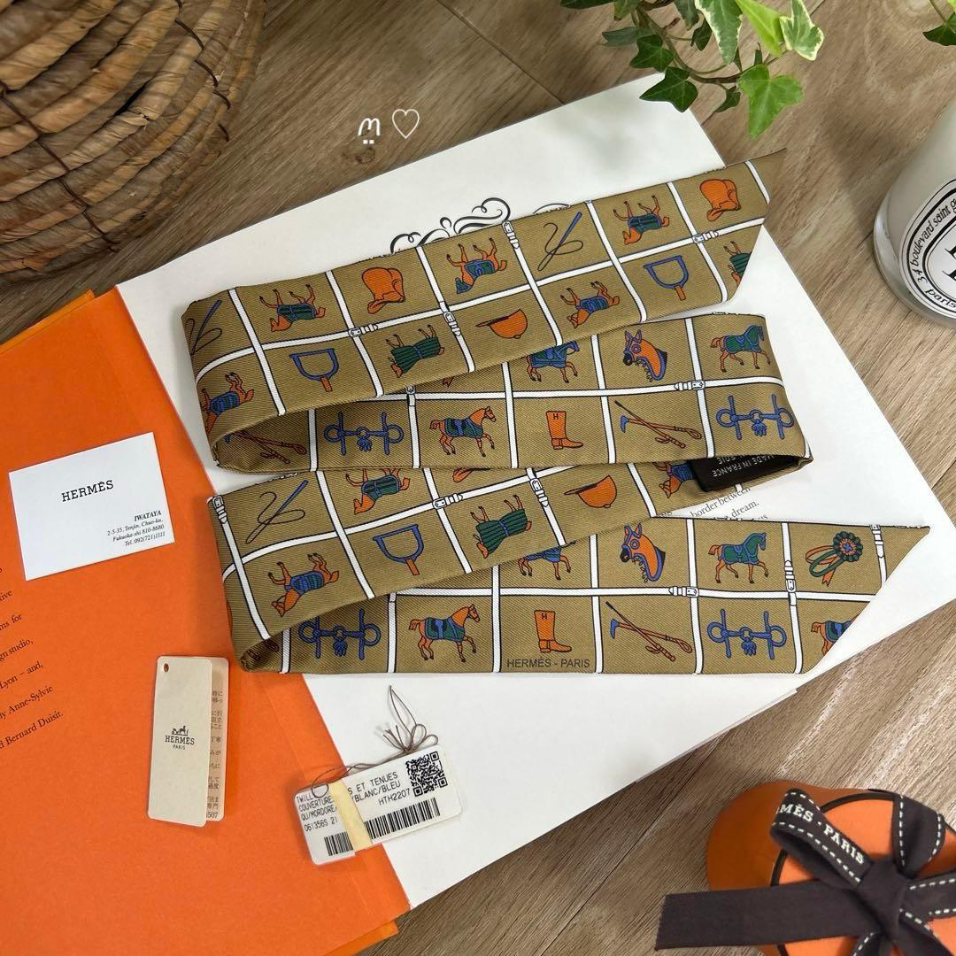 HERMES　エルメス　ツイリー　馬着　ホースモチーフ　シルクスカーフ