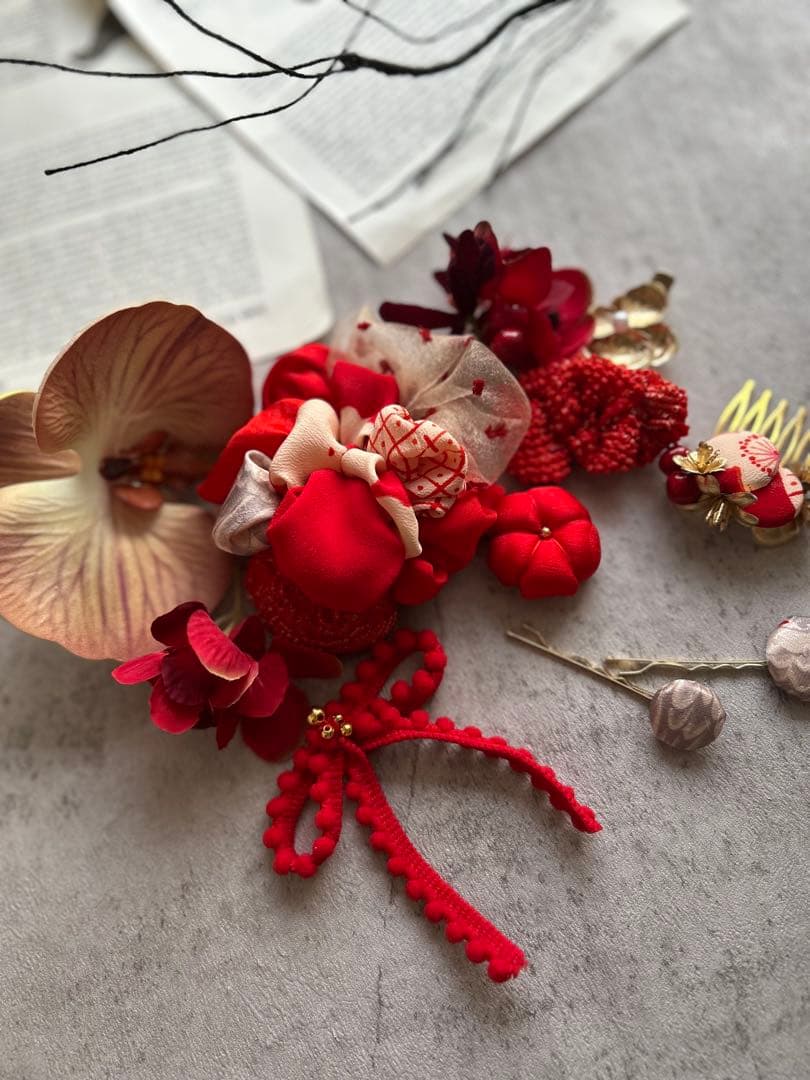 七五三　七五三髪飾り　ヘッドドレス　着物髪飾り　リメイク髪飾り　079