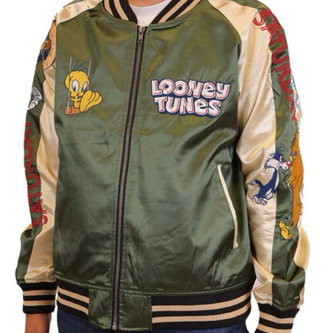 【新品】ルーニー・テューンズ「ティービーサタデー」スカジャン 豪華刺繍 Lサイズ