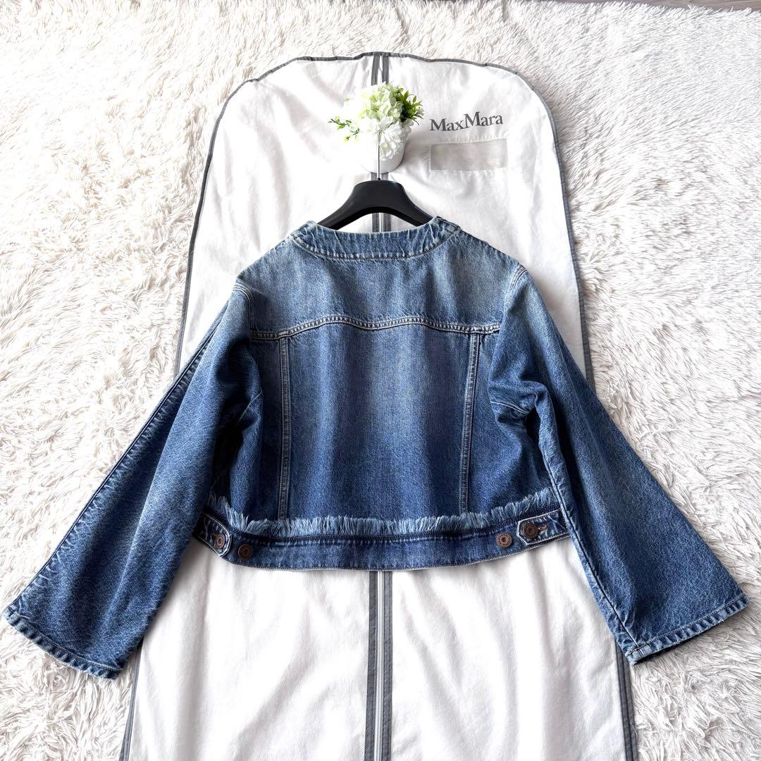 新品同様‼️マックスマーラ エレガントなノーカラー デニムジャケットGジャン