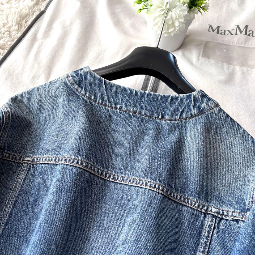 新品同様‼️マックスマーラ エレガントなノーカラー デニムジャケットGジャン
