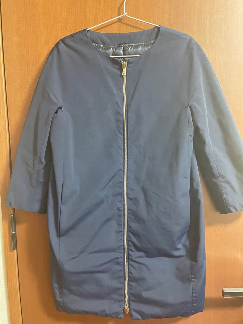 【お値下げしました】HERNO ヘルノ ノーカラーコート 七分袖 紺