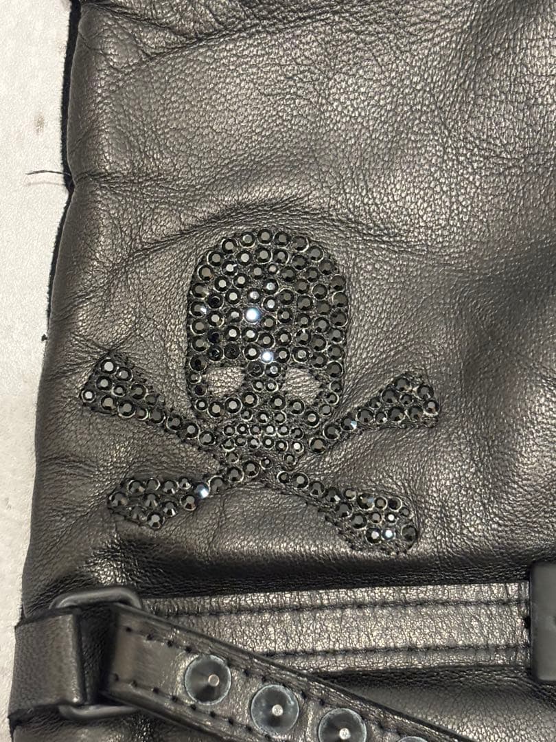 ♦︎Roen ロエン　ラムレザー スワロフスキースカル スタッズ ベルト グローブ