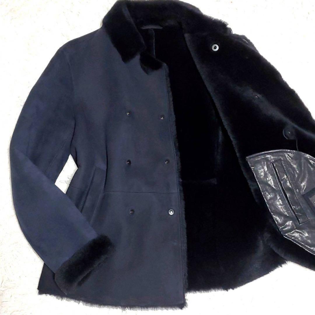 エンポリオアルマーニ ムートン ラムレザー 羊革ジャケット 46 シープスキン