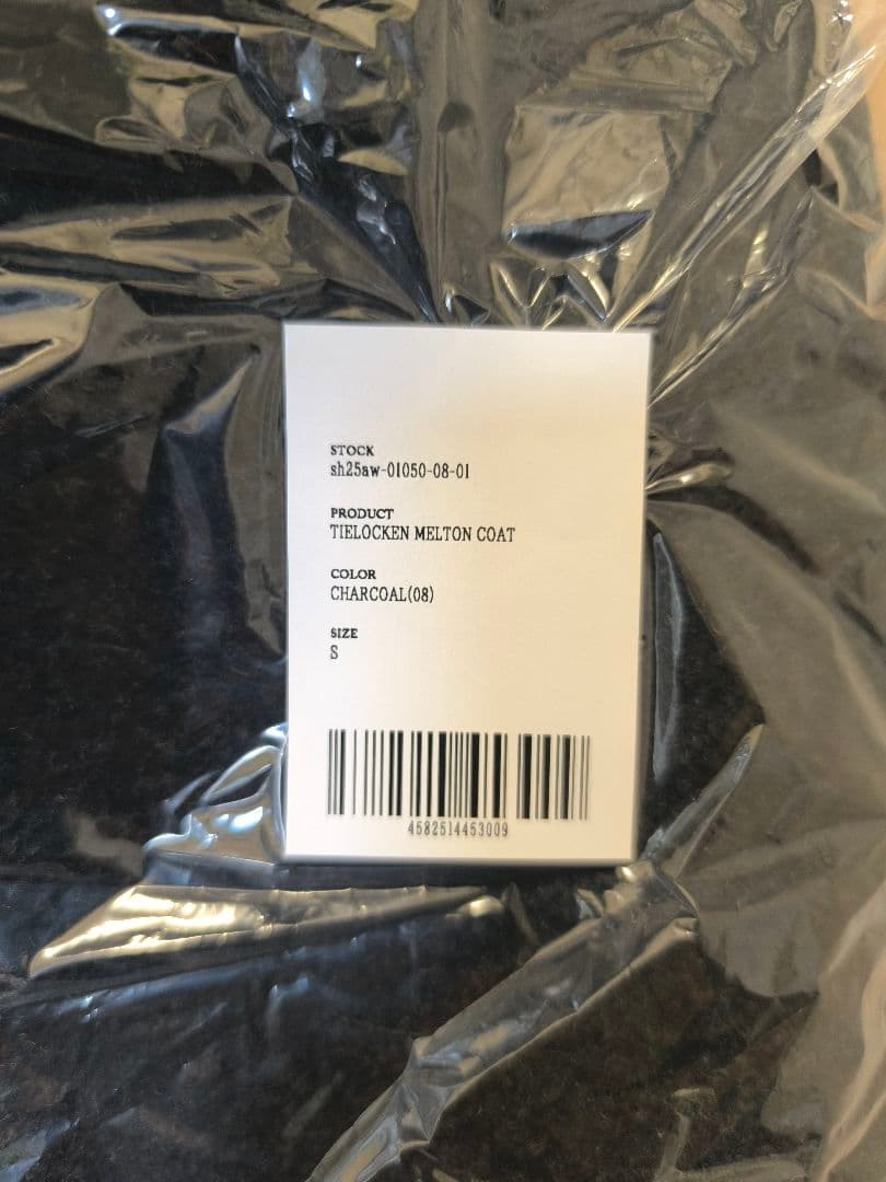 ジャケット・アウター Shiun TIELOCKEN MELTON COAT CHARCOAL S