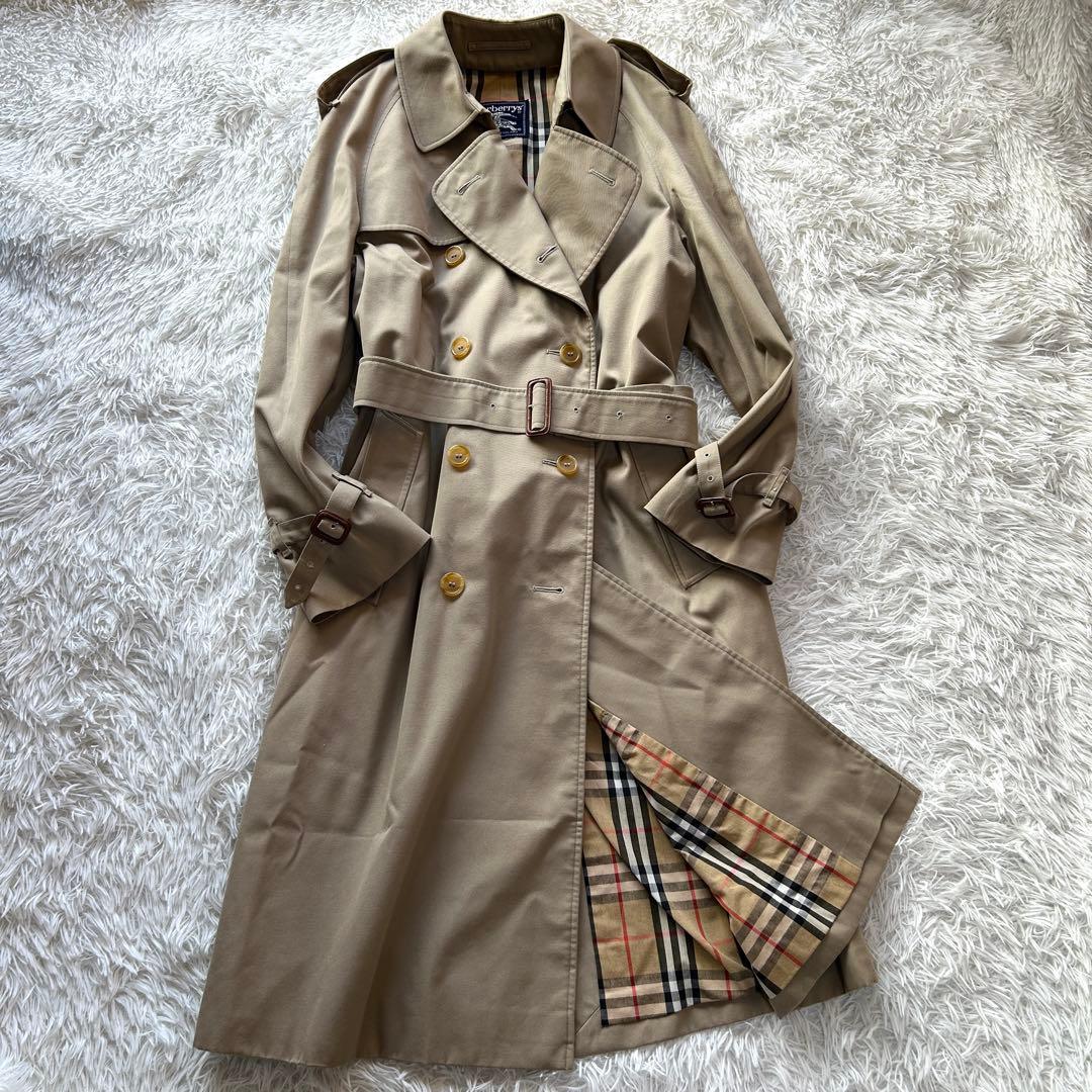 【希少L 美品】バーバリー　トレンチコート　ベルト付き　ベージュ　メンズ　48