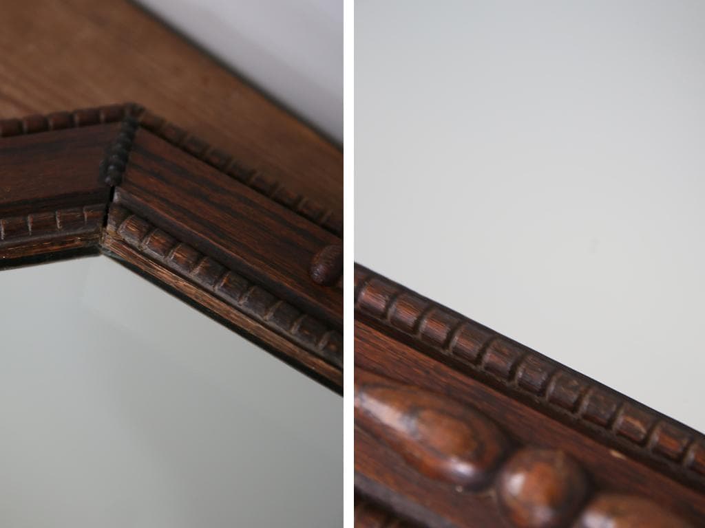 英国アンティーク木製カッティングミラー/壁掛け鏡オクタゴン八角形(88-66)