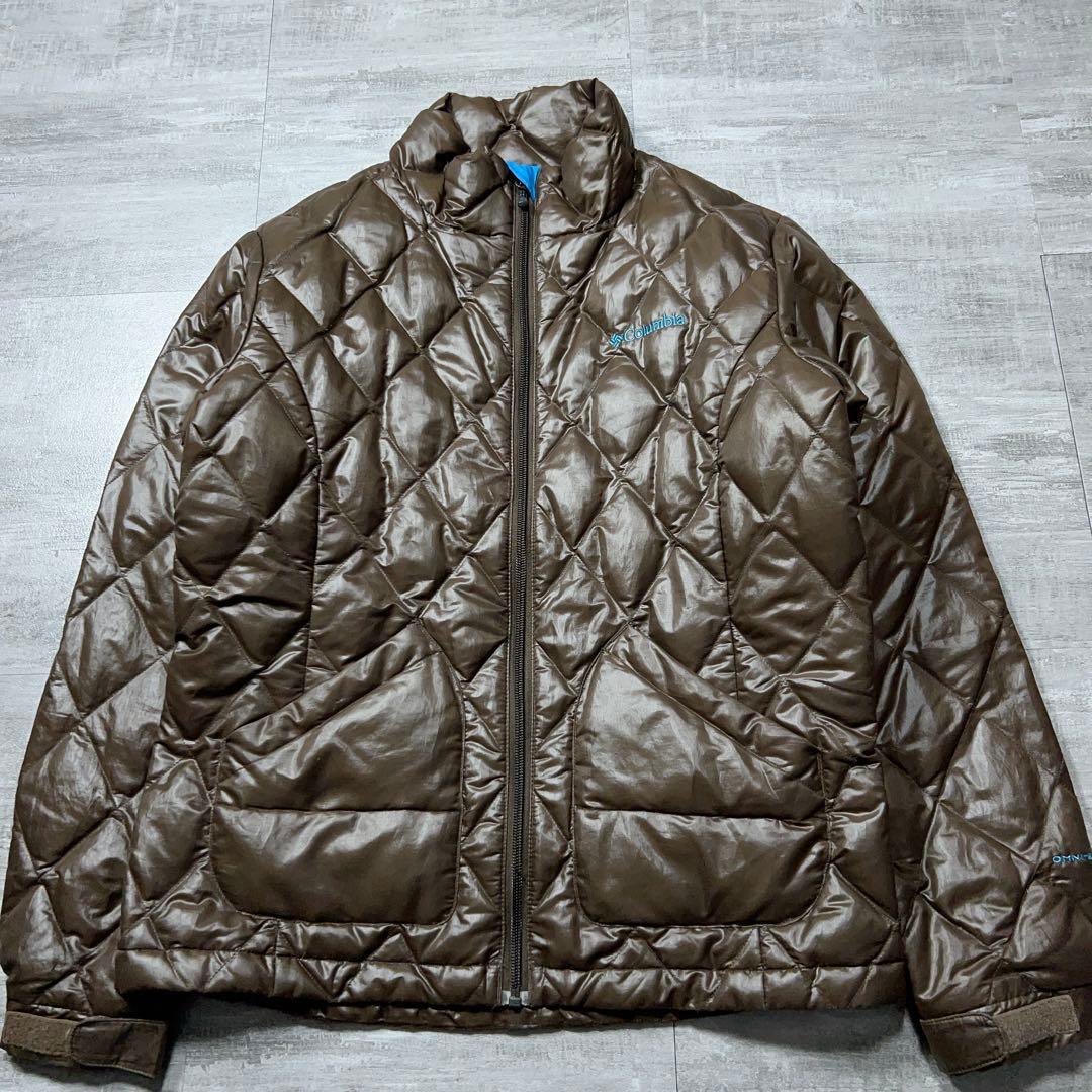 Y2K Columbia ダウンジャケット 光沢 キルティング 短丈 茶 M
