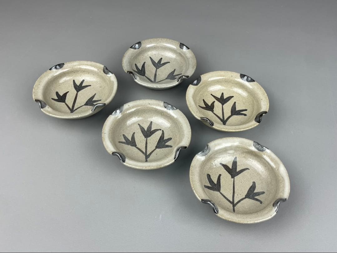 絵唐津草文皿 十三代中里太郎右衛門窯 向付 銘々皿 5客 飾皿 唐津焼 和食器