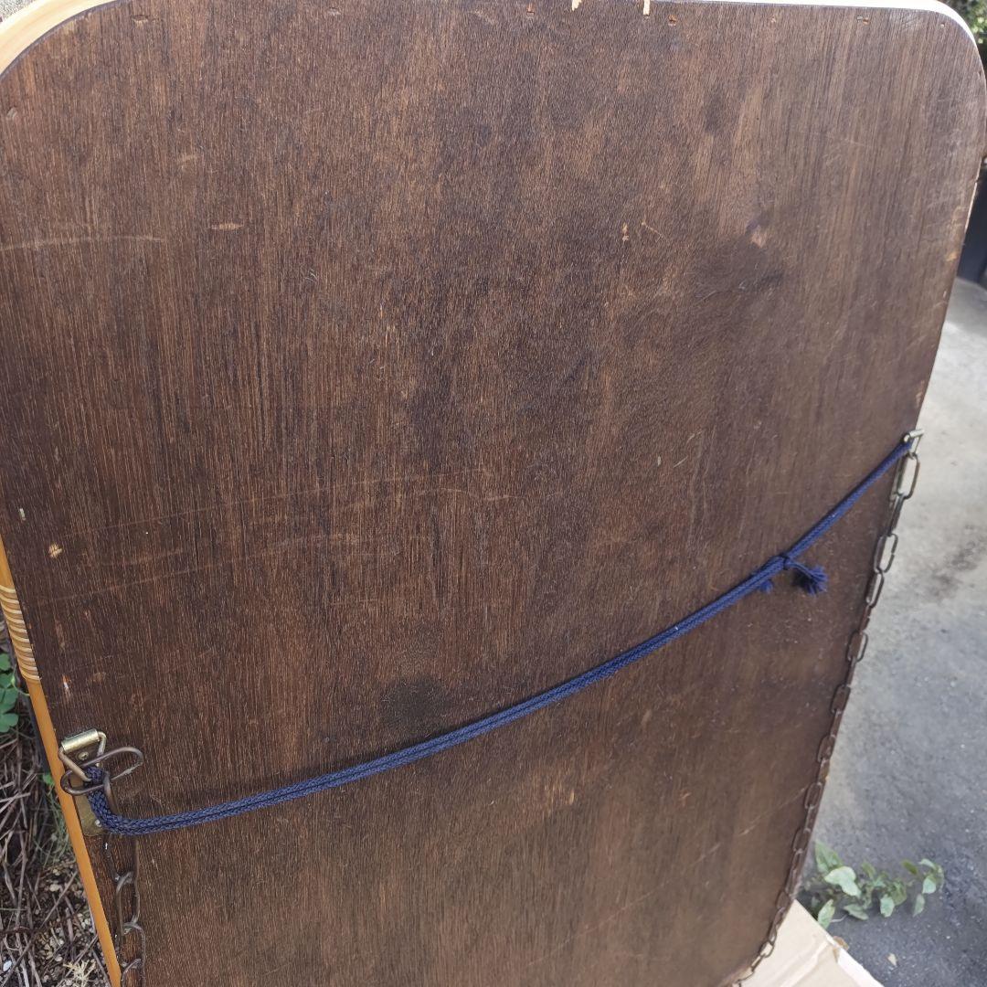 レトロ アールヌーボー様式 ステンドグラス 大型壁掛け鏡 ミラーH96.5㌢