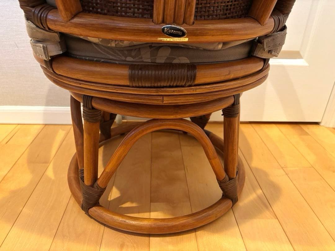 籐　ラタン　椅子　チェア　回転　アンティーク　レトロ